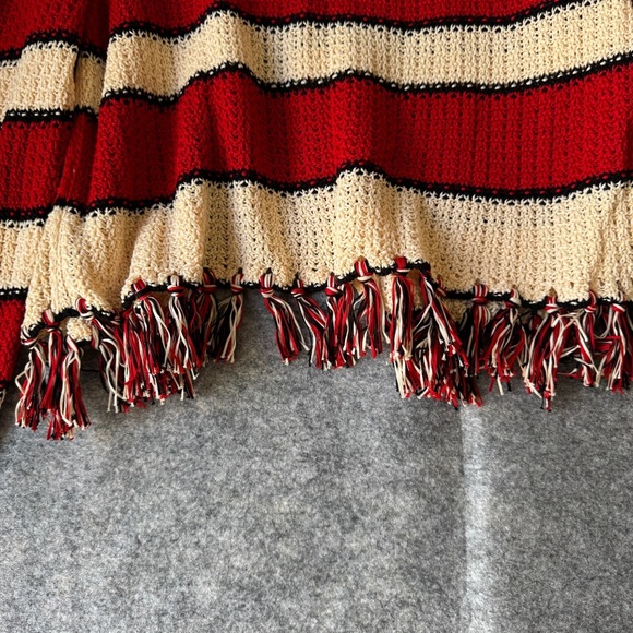 Marc Cain Red Striped Organic Cotton Cardigan Fringe Hem Knit Germany Size 6 - Picture 15 of 16